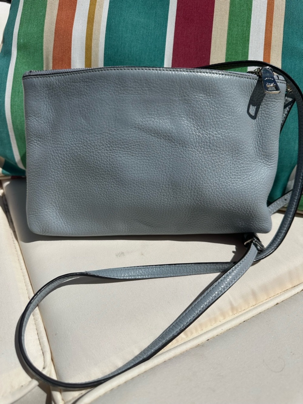 Coach Light Blue Pebbled Leather Crossbody Bag with Silver Hardware - Picture 2 of 9